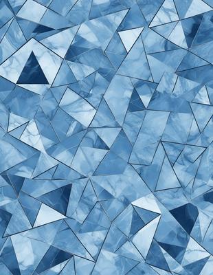 The primary subject of the image is a blue and white patterned surface, which appears to be a reflection of a blue sky. The setting is a blue and white patterned surface, which could be a wallpaper, a painting, or a textile. The visual style is a combination of digital art and illustration, creating a unique and intricate design. The colors and mood of the image are predominantly blue and white, giving it a calm and serene atmosphere.