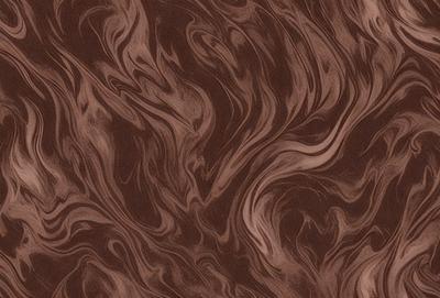 The primary subject of the image is a brown and white patterned wallpaper. The setting is a room with a wooden floor, and the visual style is a close-up of the wallpaper. The dominant colors are brown and white, creating a warm and earthy atmosphere.