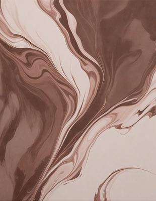 The primary subject of the image is a brown and white swirl pattern, which appears to be a painting or drawing. The setting is a white background, and the visual style is a combination of digital art and illustration. The dominant colors are brown and white, creating a sense of depth and complexity in the swirl pattern.