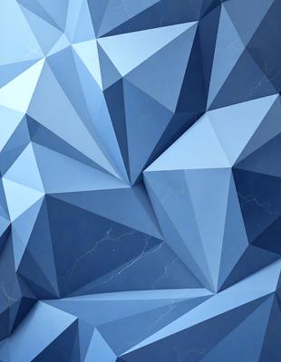The primary subject of the image is a blue and white geometric pattern, which appears to be a digital art or illustration. The setting is a blue background, and the visual style is a combination of digital art and illustration. The dominant colors are blue and white, creating a calm and soothing atmosphere.