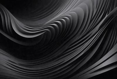 The primary subject of the image is a black and white photo of a spiral pattern. The setting is a black background, and the visual style is a close-up of the spiral pattern. The colors and mood of the image are predominantly black and white, creating a sense of depth and contrast.