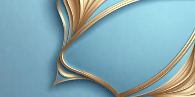 The primary subject of the image is a blue background with a gold design. The setting is a blue wall, and the visual style is a combination of digital art and illustration. The dominant colors are blue and gold, creating a calm and elegant atmosphere.