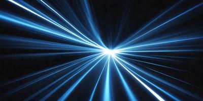 The primary subject of the image is a bright blue light, which appears to be a light source or a laser beam. The light is shining through a dark background, creating a striking contrast. The visual style of the image is digital art, as it has a clean and modern appearance. The colors and mood of the image are predominantly blue, creating a sense of depth and intensity.