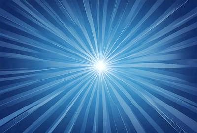 The primary subject of the image is a bright light source, which appears to be a sun or a light bulb. The light source is located in the center of the image, surrounded by a blue background. The visual style of the image is a digital art or illustration, as it features a pattern of bright, white lines that create a sense of depth and movement. The colors and mood of the image are predominantly blue, with the bright light source adding a sense of warmth and energy to the scene.