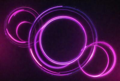 The primary subject of the image is a purple circle with a pink outline. The circle is surrounded by other circles, creating a visually interesting pattern. The setting appears to be a dark background, which contrasts with the bright colors of the circles. The visual style of the image is a combination of digital art and illustration, giving it a unique and artistic appearance. The dominant colors of the image are purple and pink, creating a warm and inviting atmosphere.