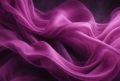 The primary subject of the image is a purple fabric, which appears to be a piece of clothing or a curtain. The setting is a dark background, which contrasts with the purple fabric. The visual style is a close-up of the purple fabric, showcasing its texture and details. The colors and mood of the image are predominantly purple, creating a sense of elegance and sophistication.