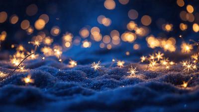 The primary subject of the image is a field of snow, with a blue background. The visual style is a photo, and the colors and mood are predominantly blue and cold.