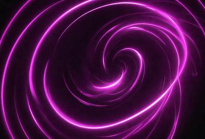 The primary subject of the image is a purple spiral, which appears to be a swirling pattern or a purple vortex. The setting is a dark background, which contrasts with the purple spiral. The visual style of the image is a combination of a photo and a digital art or illustration, as it has a unique and artistic appearance. The colors and mood of the image are predominantly purple, creating a sense of depth and intrigue.