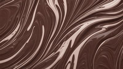 The primary subject of the image is a close-up of a chocolate-colored swirl pattern. The setting is a wooden surface, and the visual style appears to be a combination of a photo and a digital art or illustration. The dominant colors are brown and black, creating a rich and textured atmosphere.