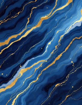 The primary subject of the image is a blue and gold striped pattern, which appears to be a digital art or illustration. The setting is a blue and gold background, and the visual style is a combination of digital art and illustration. The dominant colors in the image are blue and gold, creating a vibrant and lively atmosphere.