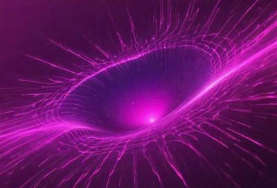 The primary subject of the image is a purple, pink, and white nebula, which is a three-dimensional space structure. The setting is a dark background, which contrasts with the vibrant colors of the nebula. The visual style of the image is a combination of digital art and illustration, creating a unique and captivating representation of the celestial object. The dominant colors of the image are purple, pink, and white, which evoke a sense of wonder and awe.