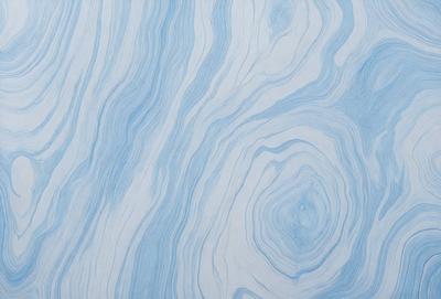 The primary subject of the image is a blue and white swirling pattern, which appears to be a painting or drawing. The setting is a blue and white marbled surface, which serves as the background. The visual style is a combination of artistic expression and digital art, as the swirling pattern is created using a computer or digital device. The colors and mood of the image are predominantly blue and white, giving it a calm and serene atmosphere.