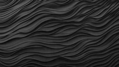 The primary subject of the image is a black and white patterned wallpaper. The setting is a black wall, and the visual style is a close-up of the pattern. The dominant colors are black and white, creating a bold and striking appearance.