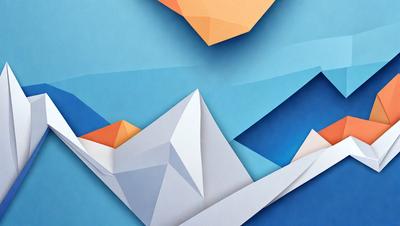 The primary subject of the image is a paper crane, which is a three-dimensional origami model. The setting is a blue background, and the visual style is a combination of digital art and illustration. The colors and mood of the image are predominantly blue, creating a calm and serene atmosphere.