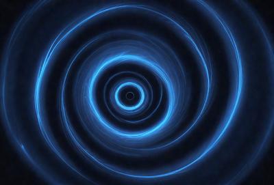 The primary subject of the image is a blue spiral, which appears to be a swirling pattern or a vortex. The setting is a dark background, which contrasts with the blue spiral. The visual style of the image is a combination of a photo and a digital art or illustration, as it has a unique and intricate design. The colors and mood of the image are predominantly blue, creating a sense of depth and mystery.