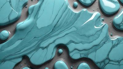 The primary subject of the image is a blue liquid, possibly water or a blue substance, with a marbled or speckled pattern. The setting is a surface, possibly a marble or stone countertop, where the blue liquid is spread out. The visual style appears to be a close-up or macro shot of the blue substance, showcasing its intricate pattern. The colors and mood of the image are predominantly blue, creating a calm and serene atmosphere.