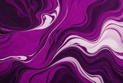The primary subject of the image is a purple and white swirling pattern, which appears to be a painting or a digital artwork. The setting is a purple background, and the visual style is a combination of photo and digital art. The dominant colors are purple and white, creating a vibrant and dynamic atmosphere.