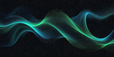 The primary subject of the image is a green wave or a green water flow. The setting is a dark background, which creates a contrast with the green wave. The visual style appears to be a digital art or illustration, as the wave is depicted in a detailed and artistic manner. The colors and mood of the image are predominantly green, giving it a calm and soothing atmosphere.