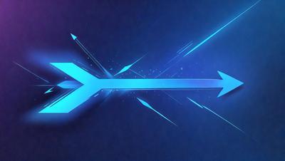 The primary subject of the image is a blue arrow. The setting is a blue background, and the visual style appears to be a digital art or illustration. The dominant colors in the image are blue and white, creating a calm and serene atmosphere.