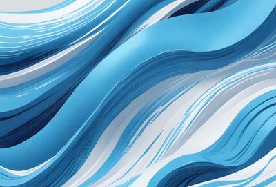 The primary subject of the image is a blue and white wave, which is the main focus of the scene. The wave is depicted in a digital art style, giving it a modern and visually appealing appearance. The setting is a white and blue background, which complements the wave and adds to the overall visual style. The colors and mood of the image are predominantly blue and white, creating a sense of calmness and tranquility.