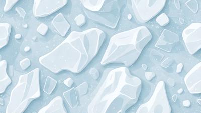 The primary subject of the image is a large, white, and blue rock formation. The setting is a blue and white background, which adds to the overall visual style. The image is a digital art illustration, showcasing the intricate details of the rock formation. The colors and mood of the image are predominantly blue and white, creating a serene and calming atmosphere.