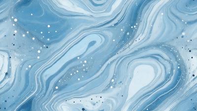 The primary subject of the image is a blue and white swirling pattern, which appears to be a painting or a digital artwork. The setting is a blue background, and the visual style is a combination of photo and digital art. The dominant colors are blue and white, creating a calming and serene atmosphere.