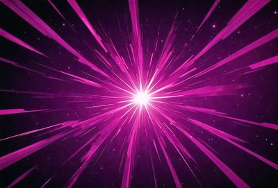 The primary subject of the image is a bright pink explosion, which appears to be a starburst or a bright light source. The setting is a dark, purple background, which contrasts with the bright pink explosion. The visual style of the image is a combination of digital art and illustration, creating a dynamic and eye-catching scene. The colors and mood of the image are predominantly pink and purple, giving it a vibrant and energetic atmosphere.