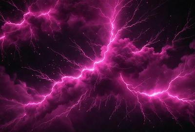 The primary subject of the image is a purple lightning bolt, which is the main object, scene, or focus of the image. The setting or background of the image is a dark sky, which adds to the overall atmosphere. The visual style of the image is a digital art or illustration, as it is a purple lightning bolt with a cloudy background. The colors and mood of the image are predominantly purple, which gives it a dramatic and intense appearance.