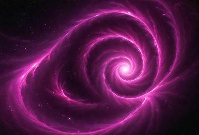 The primary subject of the image is a purple spiral, which appears to be a digital art or illustration. The spiral is set against a dark background, creating a striking contrast. The visual style of the image suggests that it is a creative and artistic representation of a spiral, possibly inspired by the patterns found in nature or artistic expression. The dominant colors in the image are purple and black, giving the spiral a bold and striking appearance.