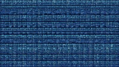 The primary subject of the image is a blue and white patterned background. The setting is a dark blue sky, and the visual style appears to be a digital art or illustration. The colors and mood of the image are predominantly dark and moody, with the blue and white pattern creating a sense of depth and intrigue.