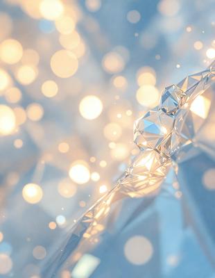 The primary subject of the image is a shiny, crystal-like object, possibly a statue or a piece of art, with a metallic appearance. The setting is a brightly lit environment, possibly a room with a lot of light sources. The visual style of the image is a combination of photo and digital art, creating a unique and eye-catching appearance. The colors and mood of the image are predominantly bright and shiny, with a sense of elegance and sophistication.