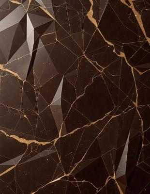 The primary subject of the image is a close-up of a marble wall with a gold-colored pattern. The setting is a room with a brown and gold color scheme. The visual style is a combination of a photo and digital art, creating a unique and intricate design. The dominant colors are gold and brown, giving the wall a luxurious and elegant appearance.