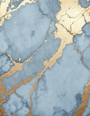 The primary subject of the image is a blue and gold marbled wall. The setting is a room with a blue and gold marbled wall, which serves as the background. The visual style is a photo, capturing the intricate details of the marbled wall. The dominant colors are blue and gold, creating a luxurious and elegant atmosphere.