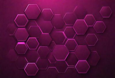 The primary subject of the image is a purple hexagonal pattern. The setting is a purple background, and the visual style appears to be a digital art or illustration. The dominant colors are purple and pink, creating a calm and soothing atmosphere.
