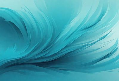 The primary subject of the image is a large, blue, swirling wave. The setting is a blue ocean, and the visual style is a digital art or illustration. The dominant colors are blue and white, creating a serene and calming atmosphere.