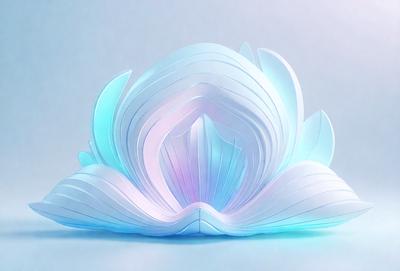 The primary subject of the image is a white paper flower, which is the main object, scene, or focus of the image. The setting is a blue background, which adds a contrasting color to the scene. The visual style is a combination of digital art and illustration, as the paper flower is created using paper and digital tools. The colors and mood of the image are predominantly white and blue, giving it a calm and serene atmosphere.