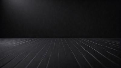 The primary subject of the image is a black and white floor, which appears to be a wooden floor. The setting is a dark room, and the visual style is a black and white photo. The colors and mood of the image are predominantly dark and moody, with the black and white color scheme adding to the atmosphere.