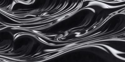 The primary subject of the image is a black and white photograph of a wave. The setting is a dark background, which contrasts with the wave's shape and texture. The visual style is a close-up of the wave, capturing its intricate details. The colors and mood of the image are predominantly black and white, creating a dramatic and moody atmosphere.