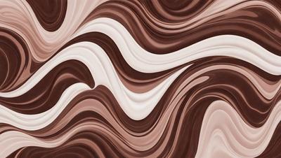 The primary subject of the image is a chocolate-colored pattern, which appears to be a swirl or a wave. The setting is a white surface, possibly a wall or a table, on which the chocolate pattern is displayed. The visual style of the image is a combination of a photo and a digital art, illustration, or drawing. The dominant colors in the image are chocolate and white, creating a rich and visually appealing atmosphere.