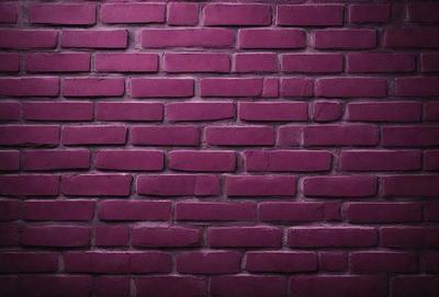 The primary subject of the image is a brick wall, which is the main object, scene, or focus of the image. The setting/background consists of a purple brick wall, which is the environment, backdrop, or surface visible in the image. The visual style of the image is a photo, as it is a real-life brick wall. The colors and mood of the image are predominantly purple, giving it a unique and distinctive appearance.