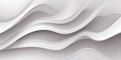 The primary subject of the image is a white wall with a pattern of waves or ripples on it. The setting is a room with a white background, and the visual style appears to be a combination of digital art and illustration. The dominant colors are white and gray, creating a clean and minimalist atmosphere.