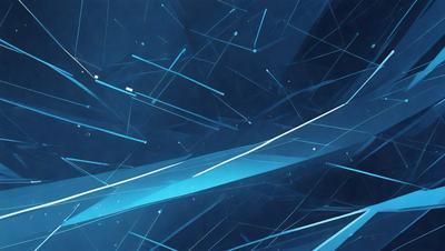 The primary subject of the image is a blue and white geometric pattern. The setting is a dark blue background, which contrasts with the bright blue and white geometric pattern. The visual style is a digital art or illustration, as the pattern appears to be a digital creation. The colors and mood of the image are predominantly blue, with a sense of depth and complexity in the geometric pattern.