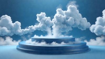 The primary subject of the image is a blue table with a cloudy, steamy atmosphere surrounding it. The table appears to be a blue circle, and the setting is a blue background. The visual style of the image is a combination of photo and digital art, creating a unique and intriguing scene. The colors and mood of the image are predominantly blue, with a sense of depth and mystery.
