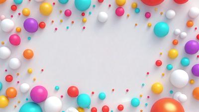 The primary subject of the image is a white surface with a large number of colorful balloons scattered across it. The balloons come in various colors, including pink, blue, yellow, and orange. The setting appears to be a playful and vibrant environment, possibly a party or a celebration. The visual style of the image is a combination of photo and digital art, creating a lively and engaging atmosphere. The colors and mood of the image are cheerful and energetic, reflecting the joyful nature of the balloons and the event they are associated with.