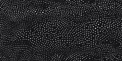 The primary subject of the image is a black and white polka dot pattern. The setting is a black background, and the visual style is a pattern or texture. The dominant colors are black and white, creating a classic and timeless atmosphere.