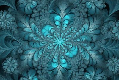 The primary subject of the image is a blue and green swirling pattern, which appears to be a digital art or illustration. The setting is a blue background, and the visual style is a combination of digital art and illustration. The dominant colors in the image are blue and green, creating a calming and soothing atmosphere.