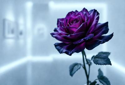 Purple rose in a vase.