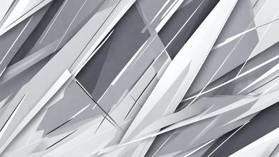 The primary subject of the image is a large, abstract, and geometric design. The setting is a white background, which provides a clean and minimalist appearance. The visual style is a combination of digital art and illustration, creating a unique and intricate pattern. The dominant colors are white and gray, giving the image a modern and sophisticated feel.