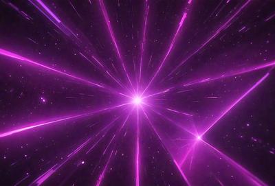 The primary subject of the image is a purple light, which appears to be a bright, pink star. The setting is a dark, starry sky, with the purple light standing out against the background. The visual style of the image is a combination of a photo and digital art, creating a unique and eye-catching effect. The colors and mood of the image are predominantly purple and pink, giving it a vibrant and lively atmosphere.