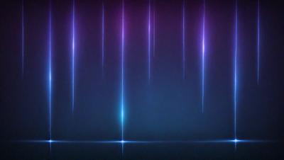 The primary subject of the image is a purple and blue light show, with a purple background and blue lines. The setting appears to be a dark room, and the visual style is a digital art or illustration. The colors and mood of the image are vibrant and energetic, creating a lively atmosphere.